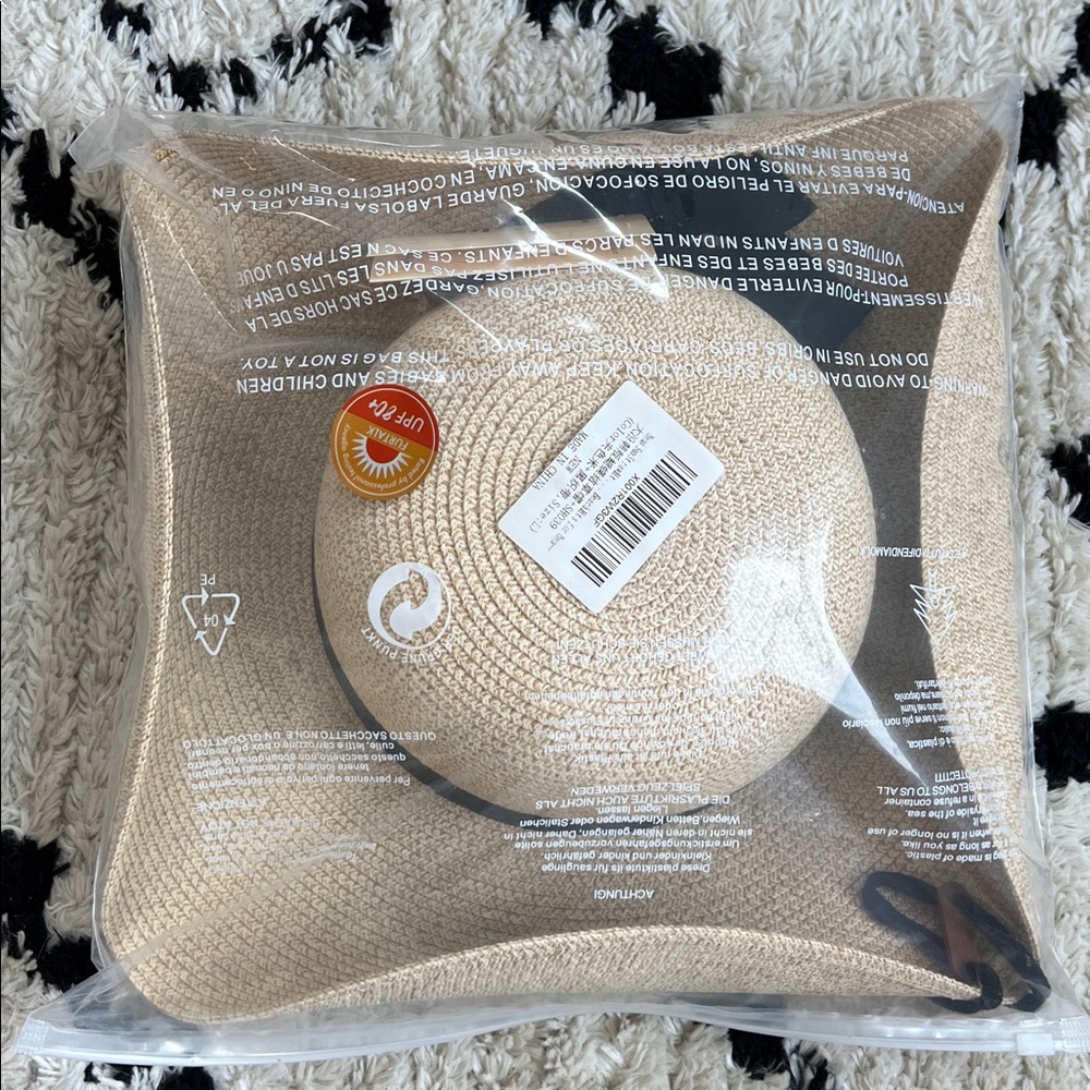 🪅Packable L/XL 80spf adjustable tan straw Furtalk Sun Hat NWT - Picture 6 of 7